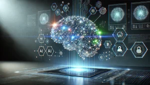 dall·e 2024 09 15 20.23.46 a widescreen digital illustration representing advanced artificial intelligence. the image shows a futuristic ai brain interconnected with digital net
